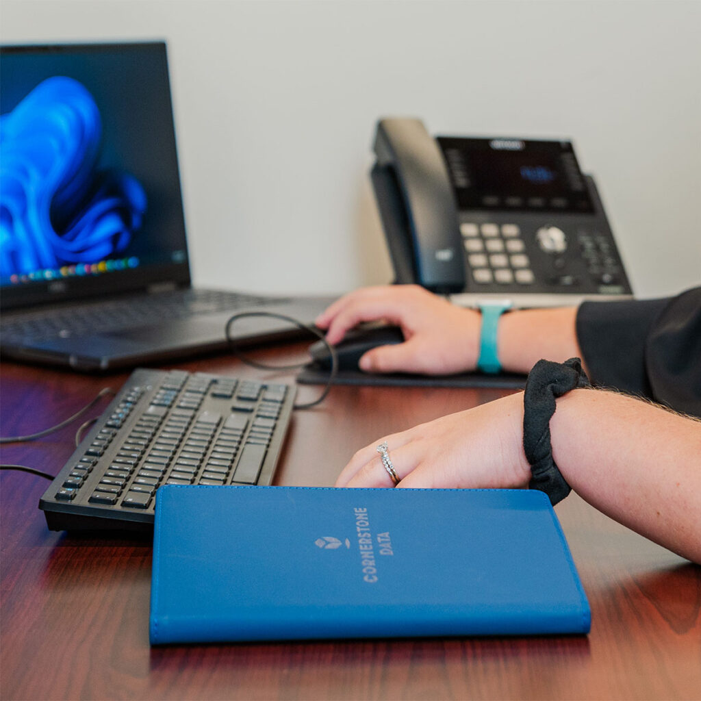 Cornerstone Data employee working on the computer